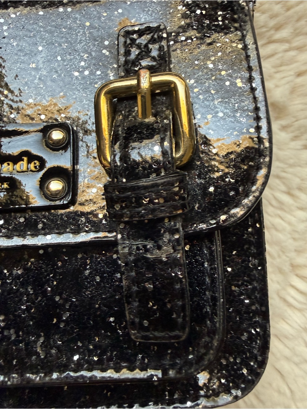kate spade Black Glitter Mini Satchel with Gold Hardware - Picture 4 of 6